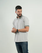 Polo Amalfi Gris Perla con Detalles Verdes
