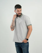 Polo Amalfi Gris Perla con Detalles Verdes