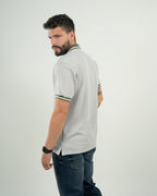 Polo Amalfi Gris Perla con Detalles Verdes