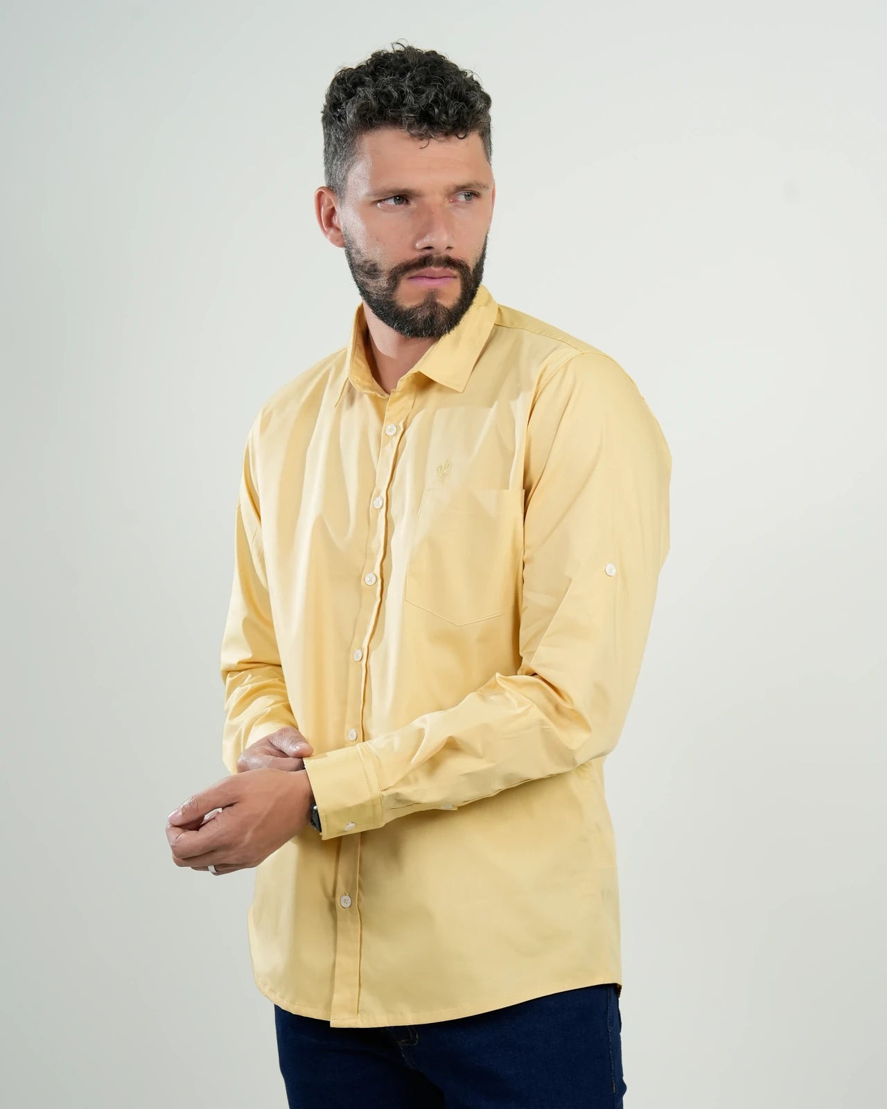 Camisa Oxford Amarilla Manga Larga