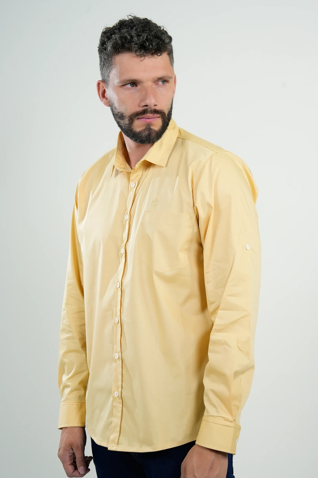 Camisa Oxford Amarilla Manga Larga