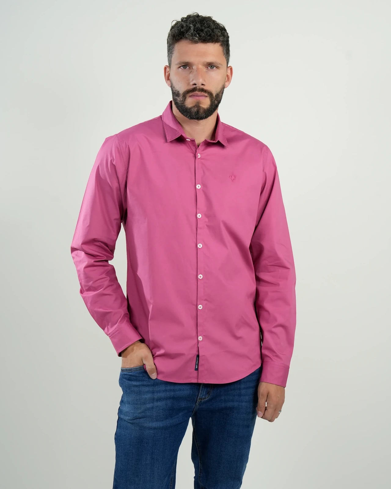 Camisa Formal Fucsia Moderna – Manga Larga