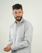 Camisa Gris Manga Larga Convertible con Botones