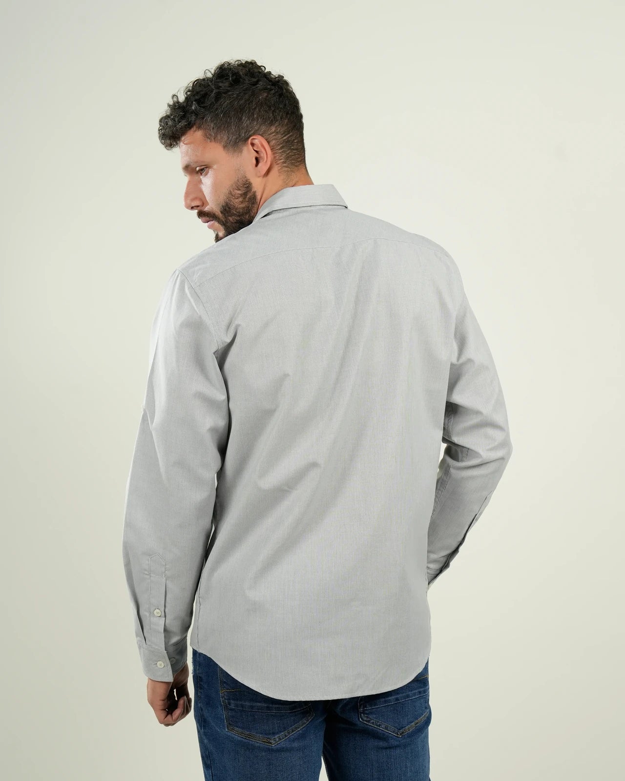 Camisa Gris Manga Larga Convertible con Botones