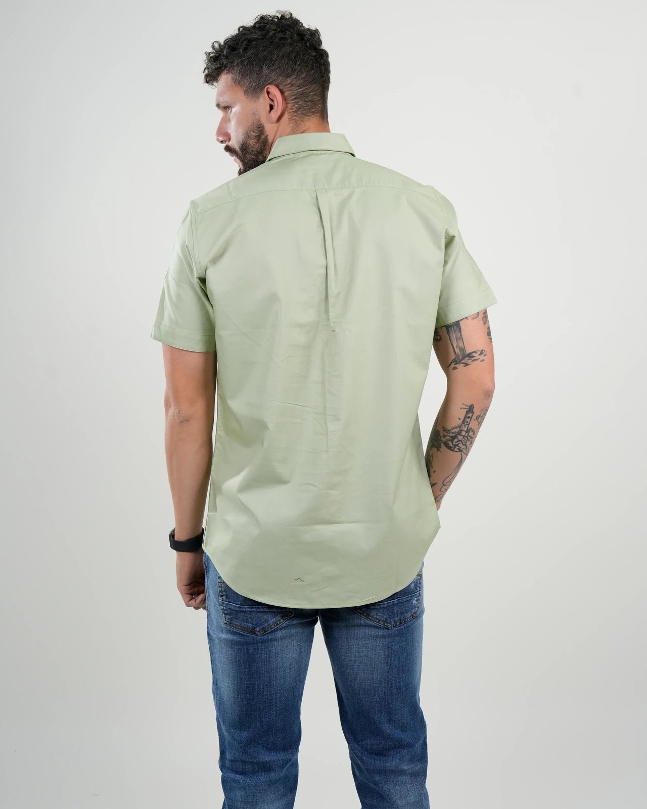 Camisa Verde Menta Manga Corta – Masculina