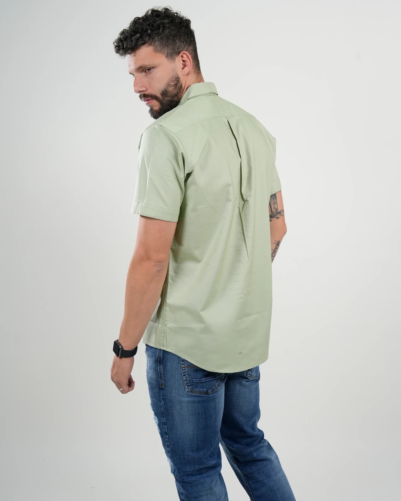 Camisa Verde Menta Manga Corta – Masculina