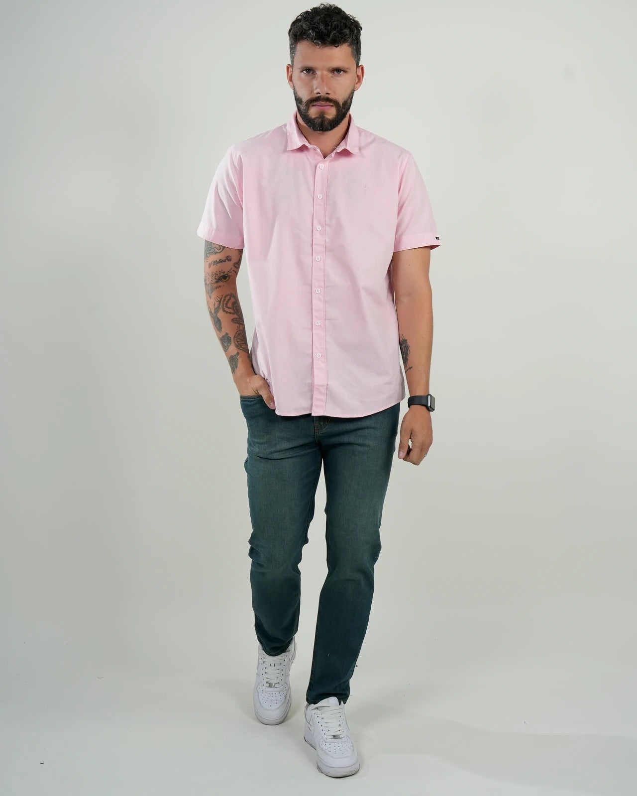 Camisa Rosa Manga Corta