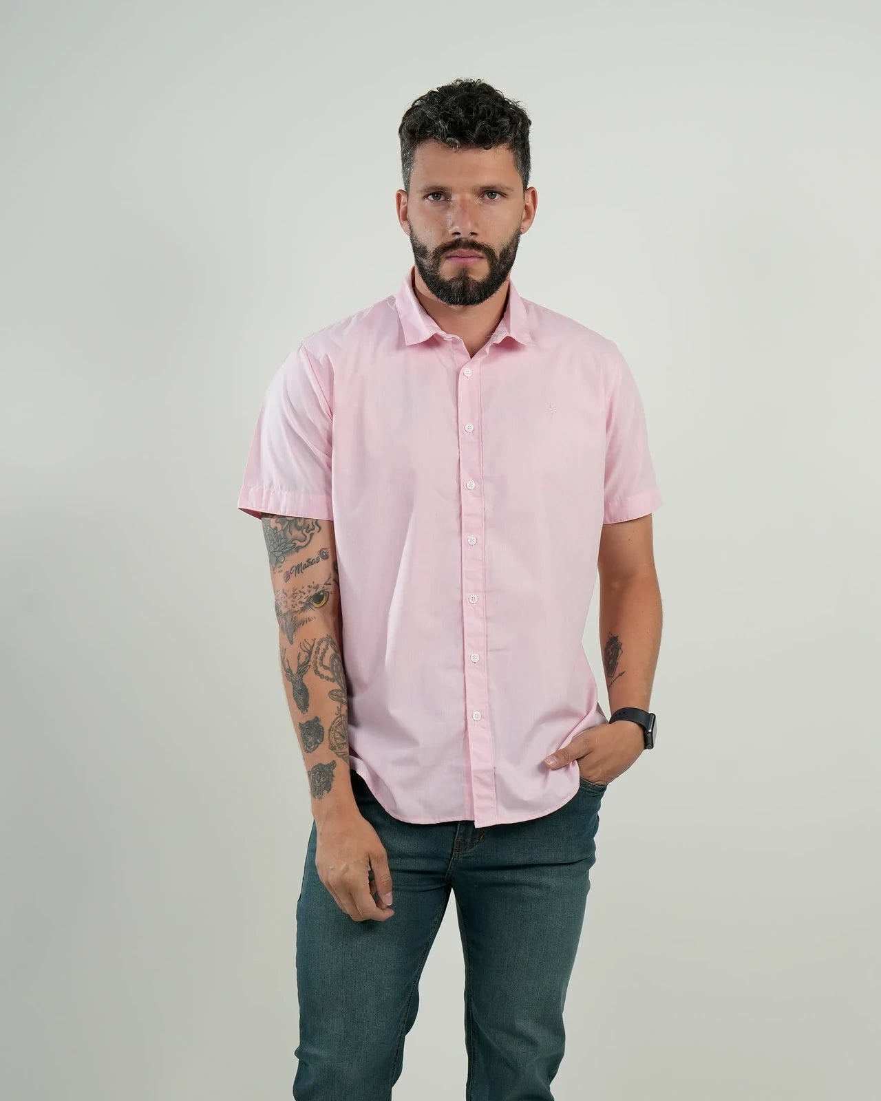 Camisa Rosa Manga Corta
