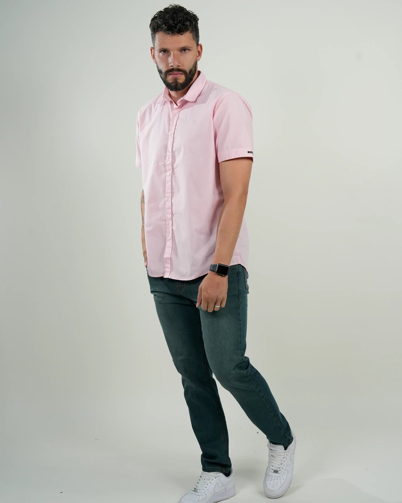Camisa Rosa Manga Corta