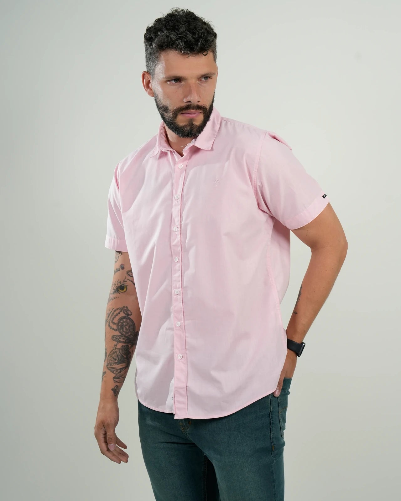 Camisa Rosa Manga Corta