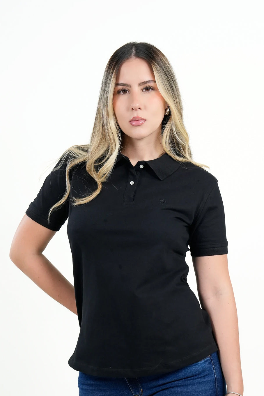 Polo Básico Dama Negro Clásico