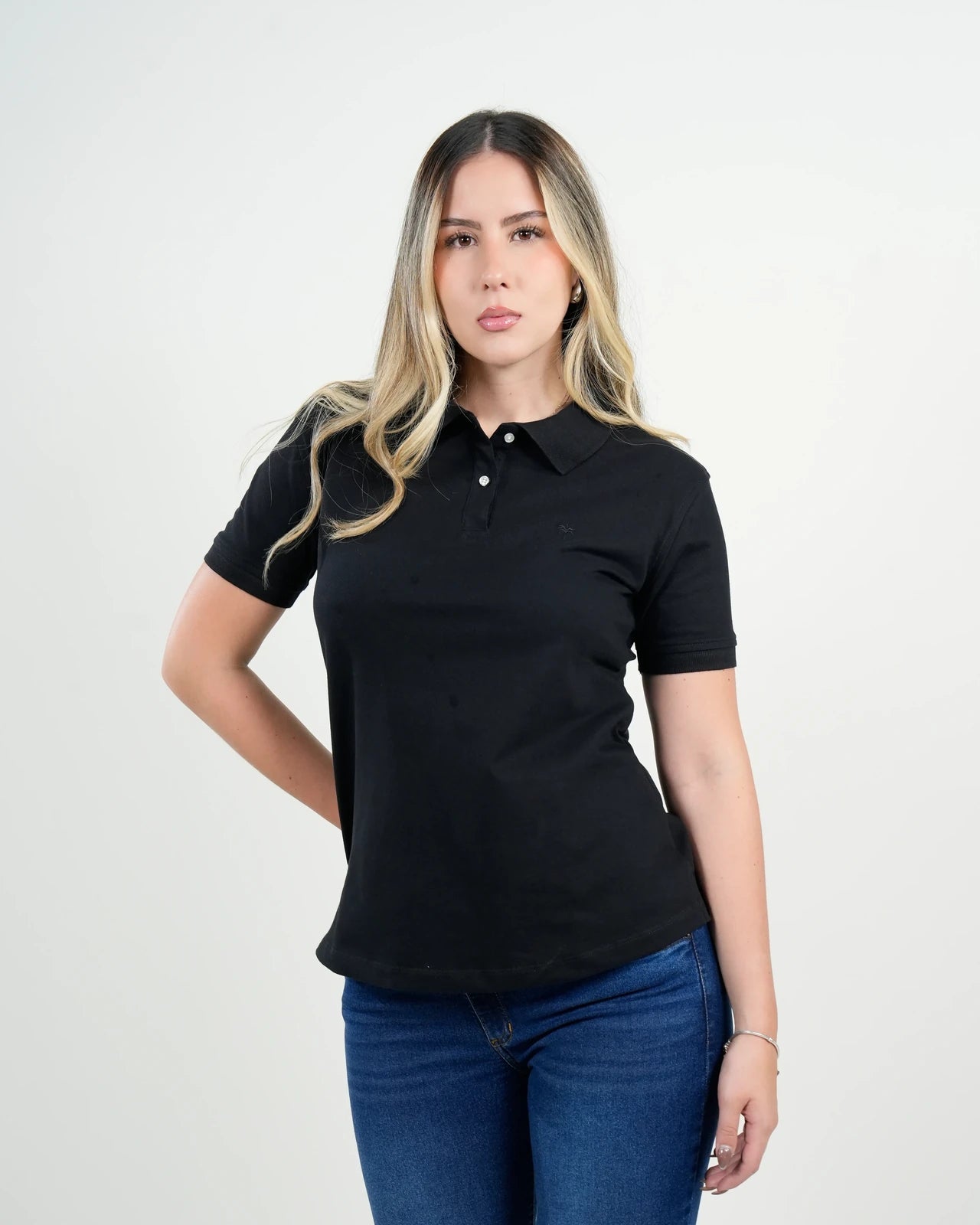 Polo Básico Dama Negro Clásico