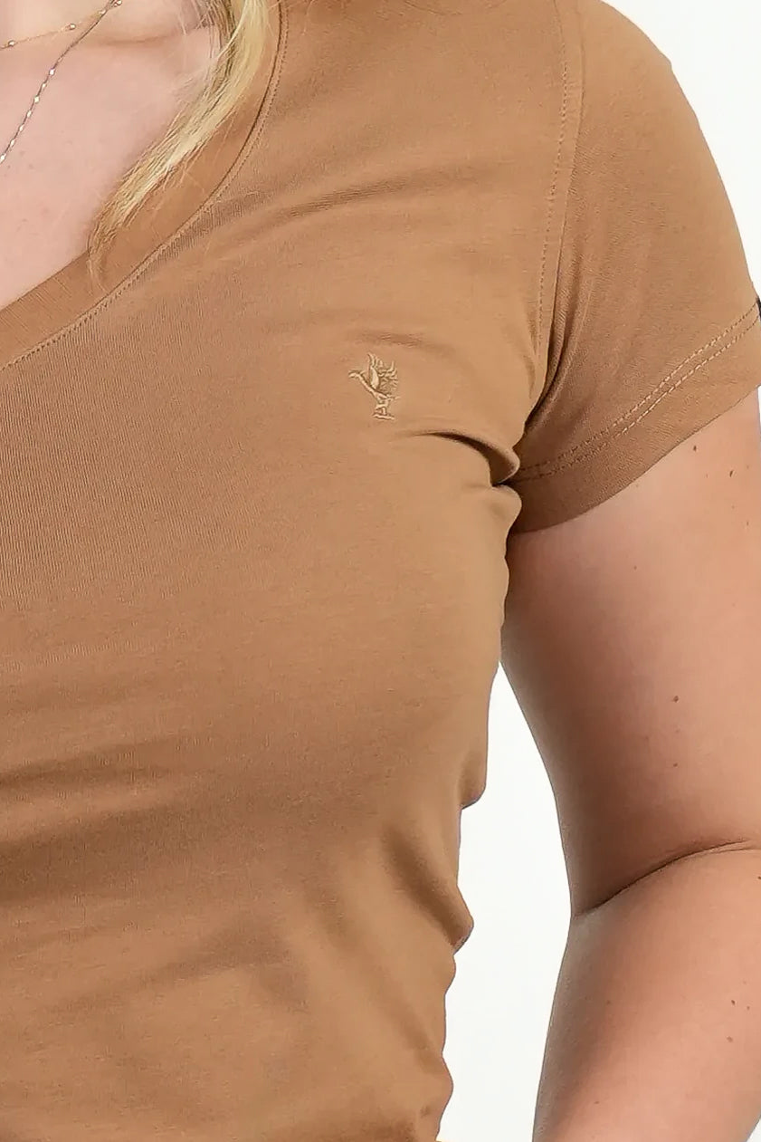 Camiseta Cuello V Café