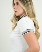 Polo Mujer Blanco con Detalles en Azul