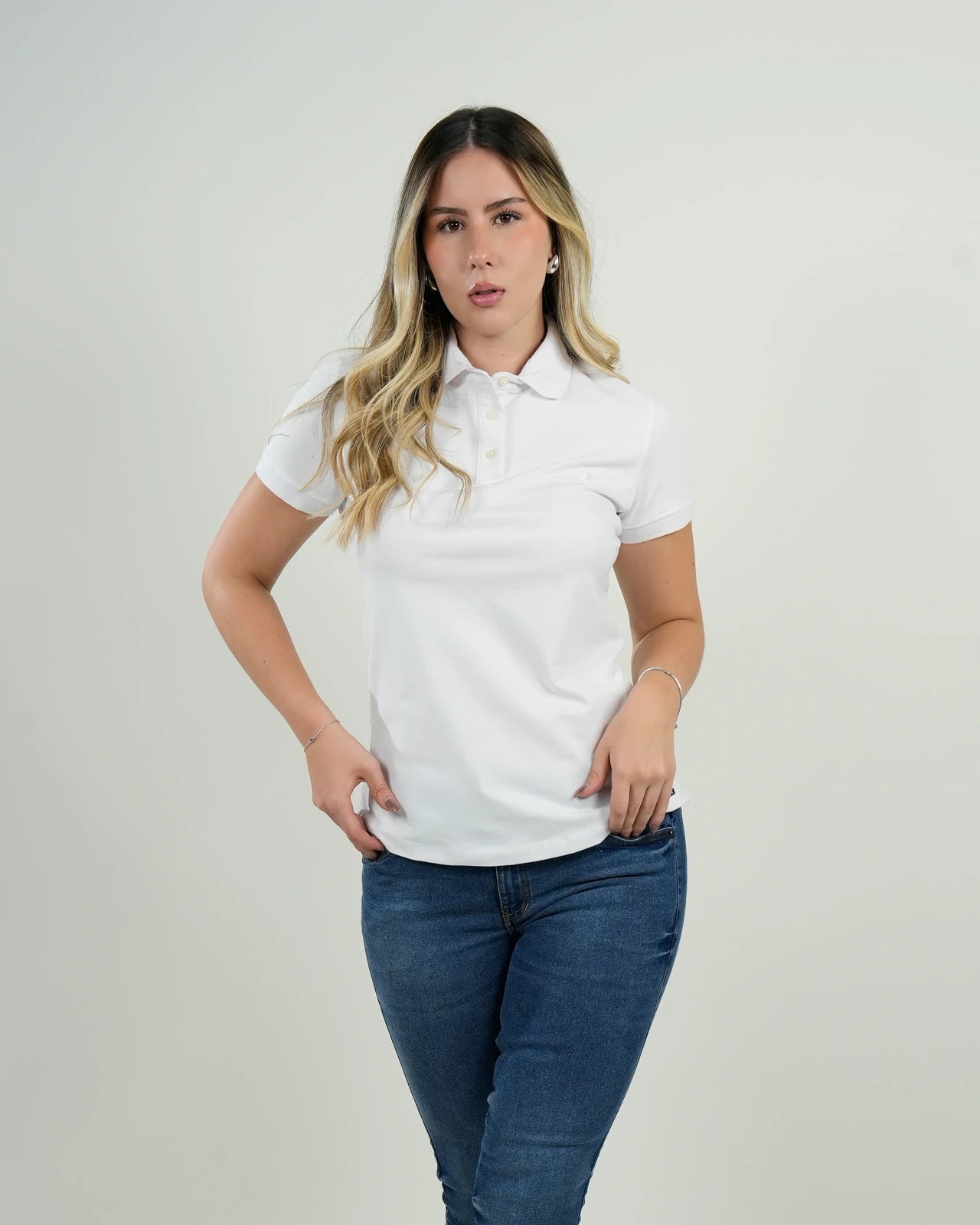 Polo Mujer Blanco Clásico