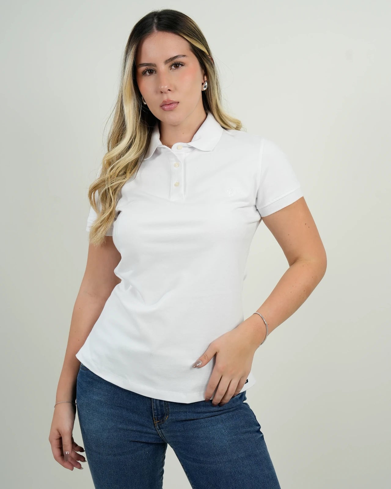 Polo Mujer Blanco Clásico