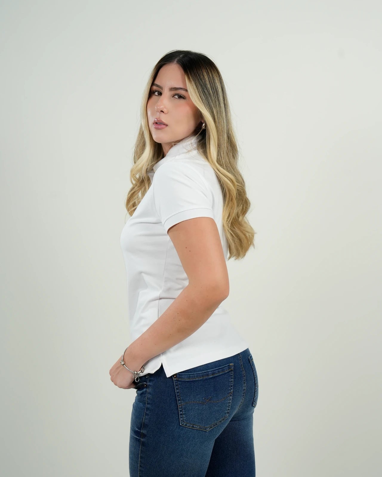 Polo Mujer Blanco Clásico