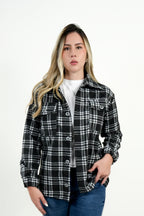Chaqueta Oversize Mujer Cuadros Negro
