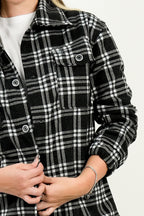 Chaqueta Oversize Mujer Cuadros Negro