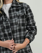 Chaqueta Oversize Mujer Cuadros Negro