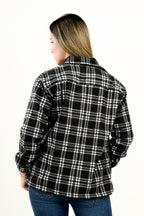 Chaqueta Oversize Mujer Cuadros Negro
