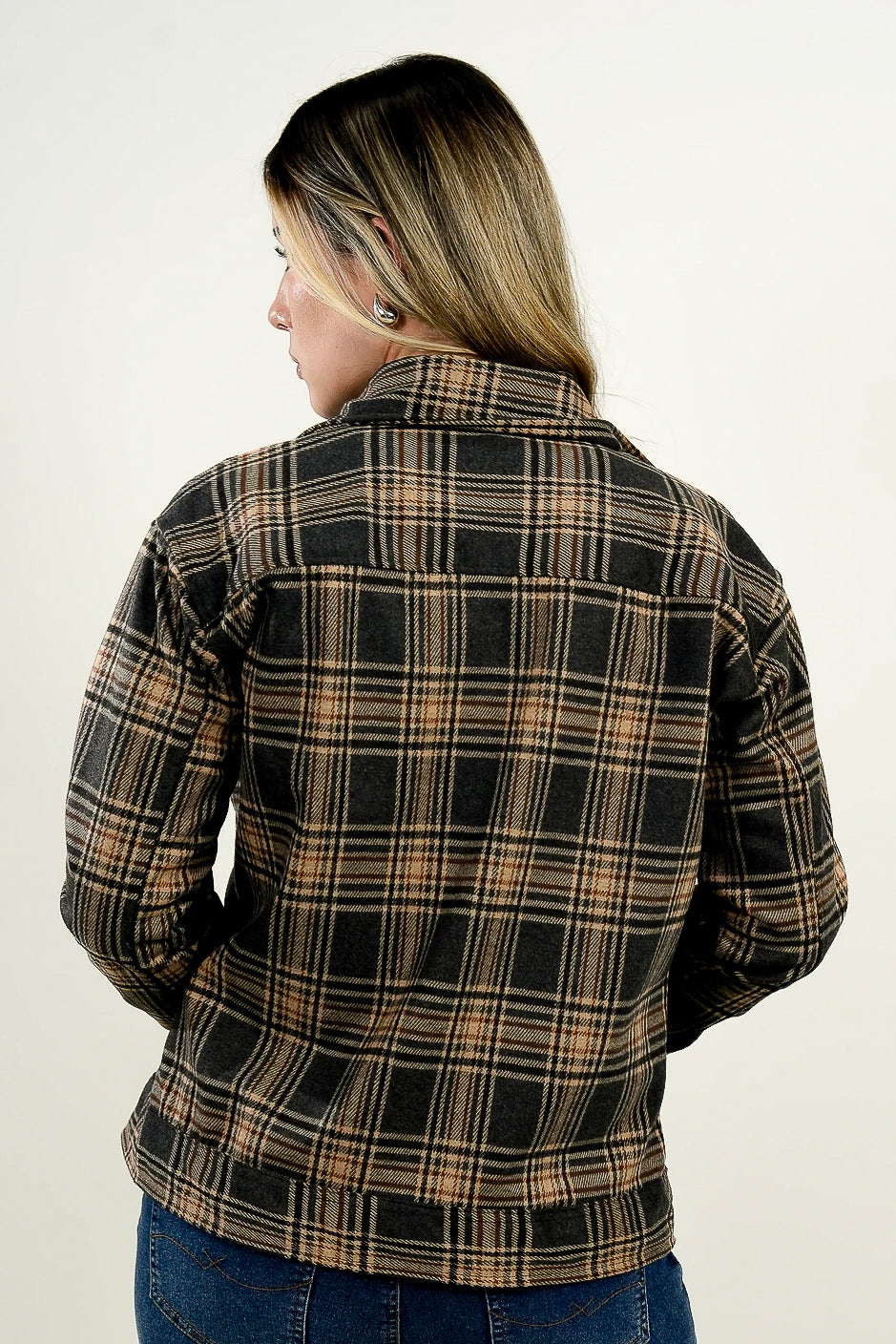 Chaqueta Mujer Cuadros Café