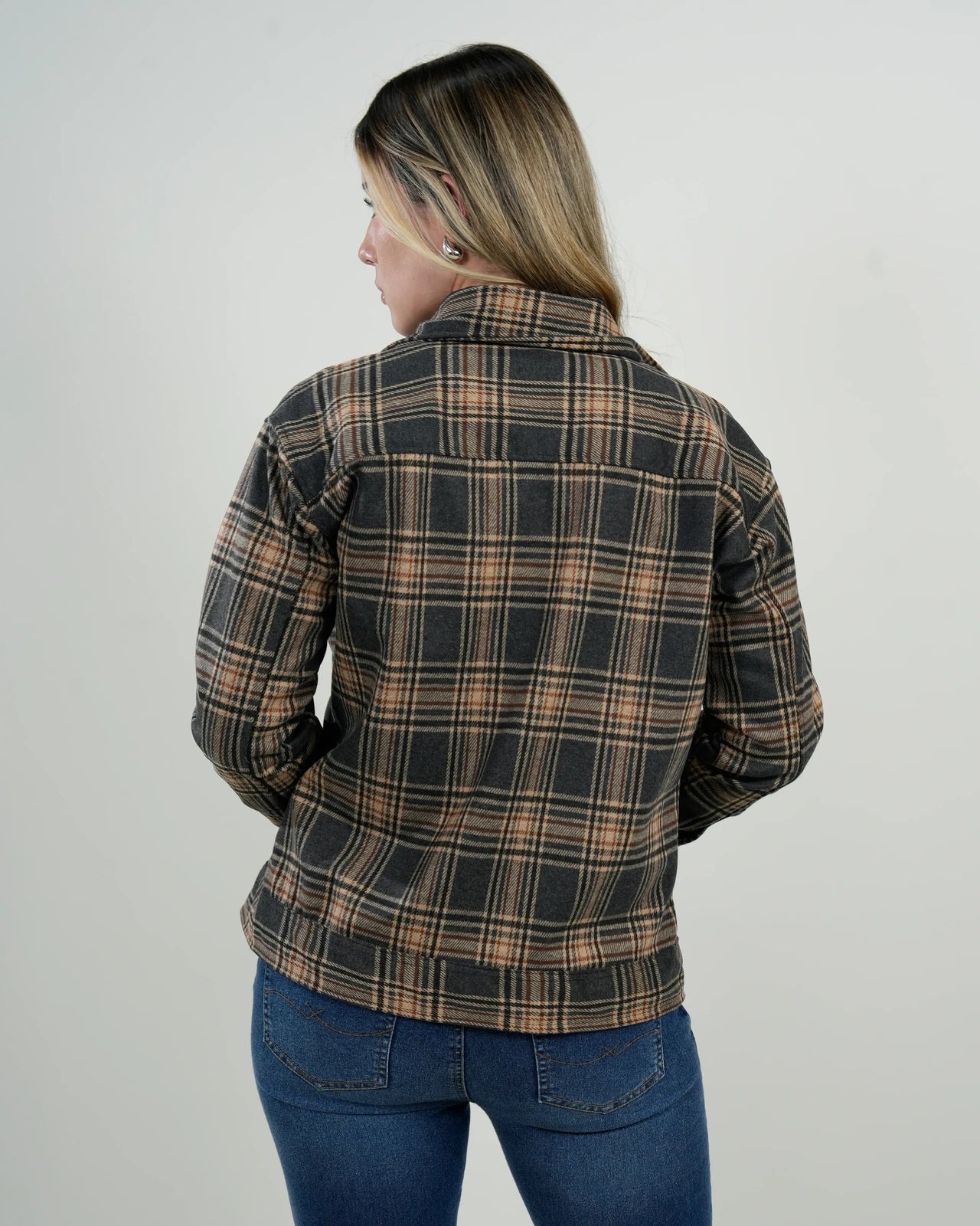 Chaqueta Mujer Cuadros Café
