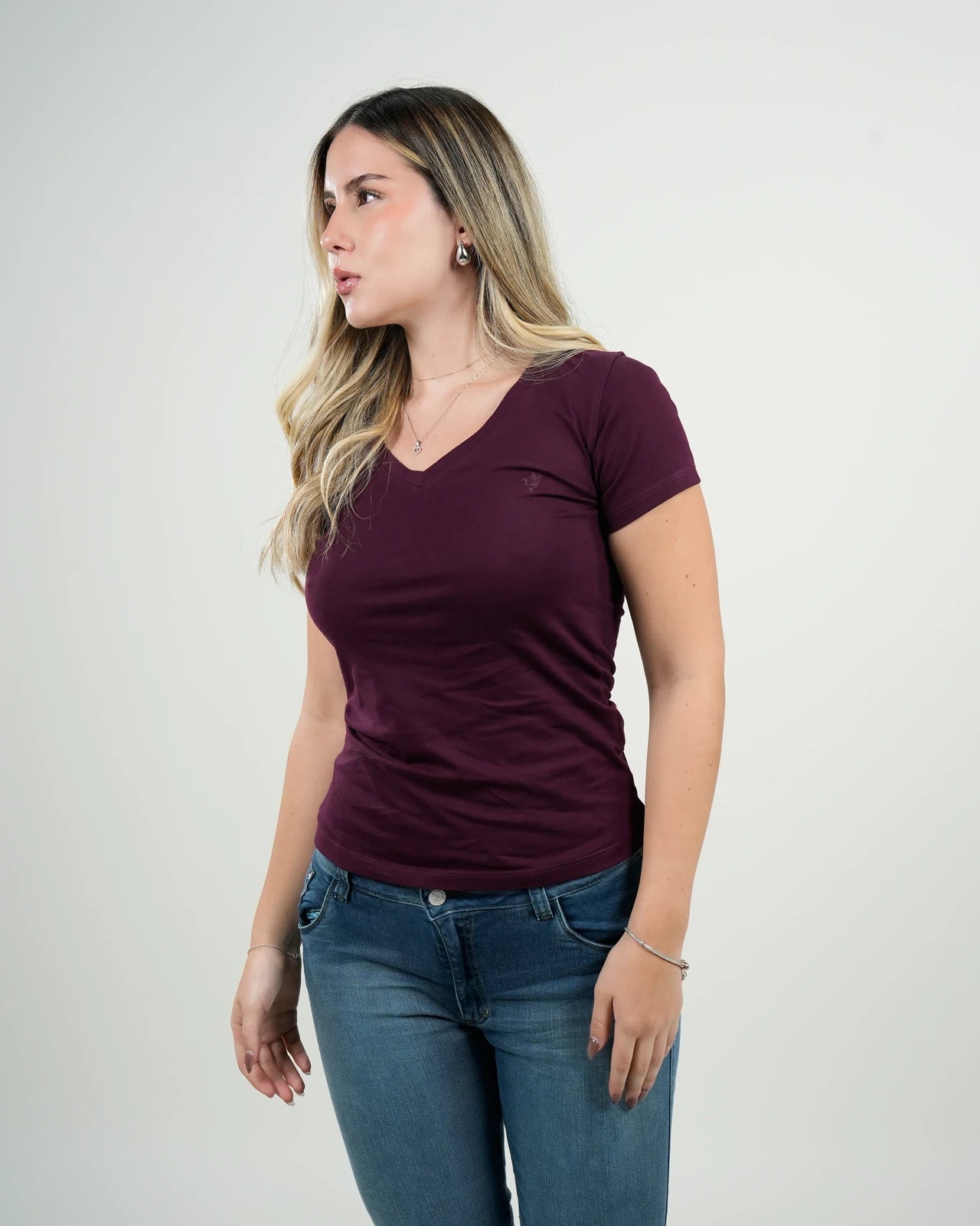 Camiseta Ashford Vino Escote V