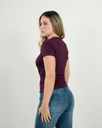 Camiseta Ashford Vino Escote V