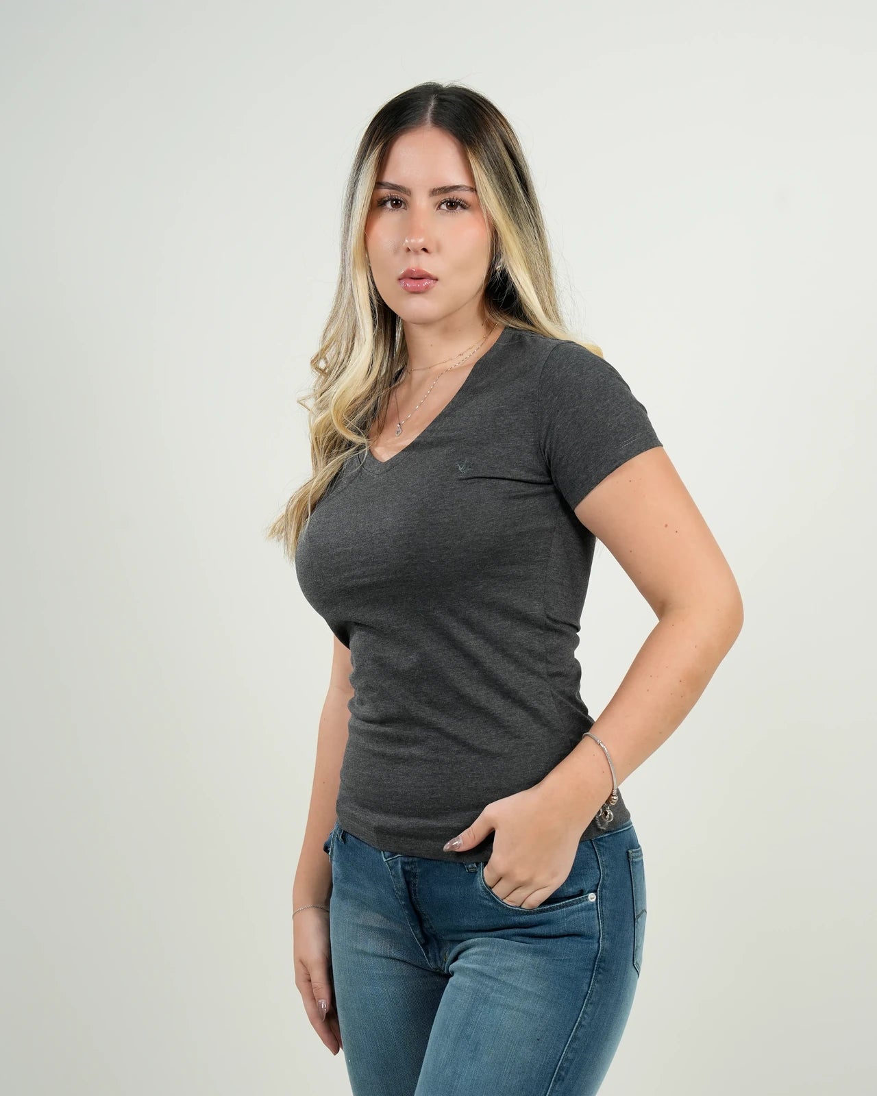 Camiseta Pembroke Gris Escote V