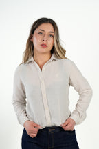 Camisa lino light beige