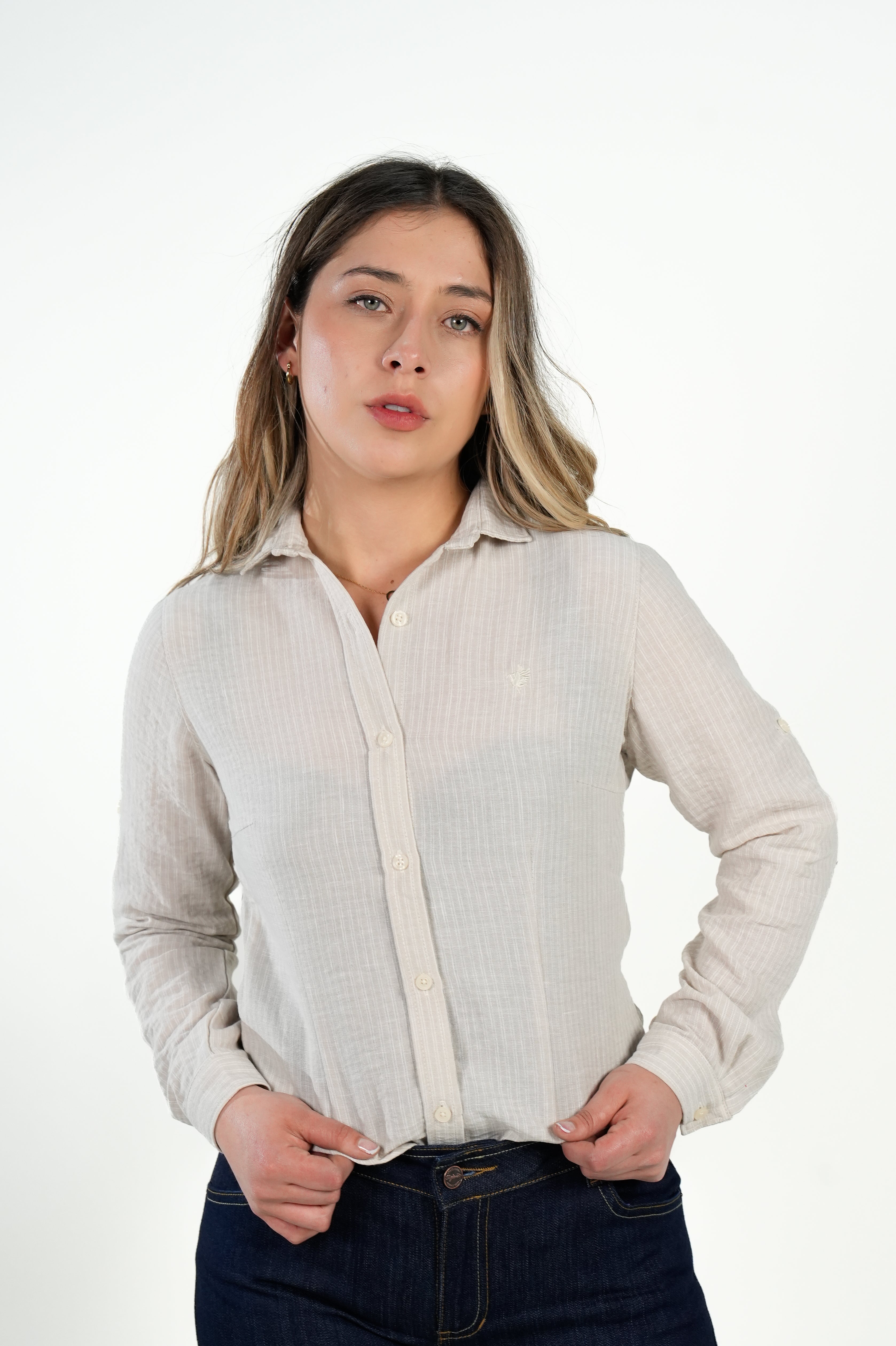 Camisa lino light beige