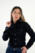 Blusa Camisera azul oscura clásica