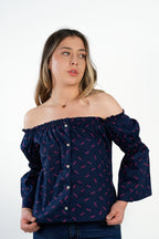 Blusa hombros descubiertos midnight bloom