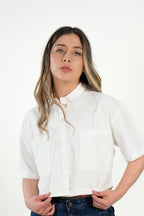 Camisa Linen Crop Blanca