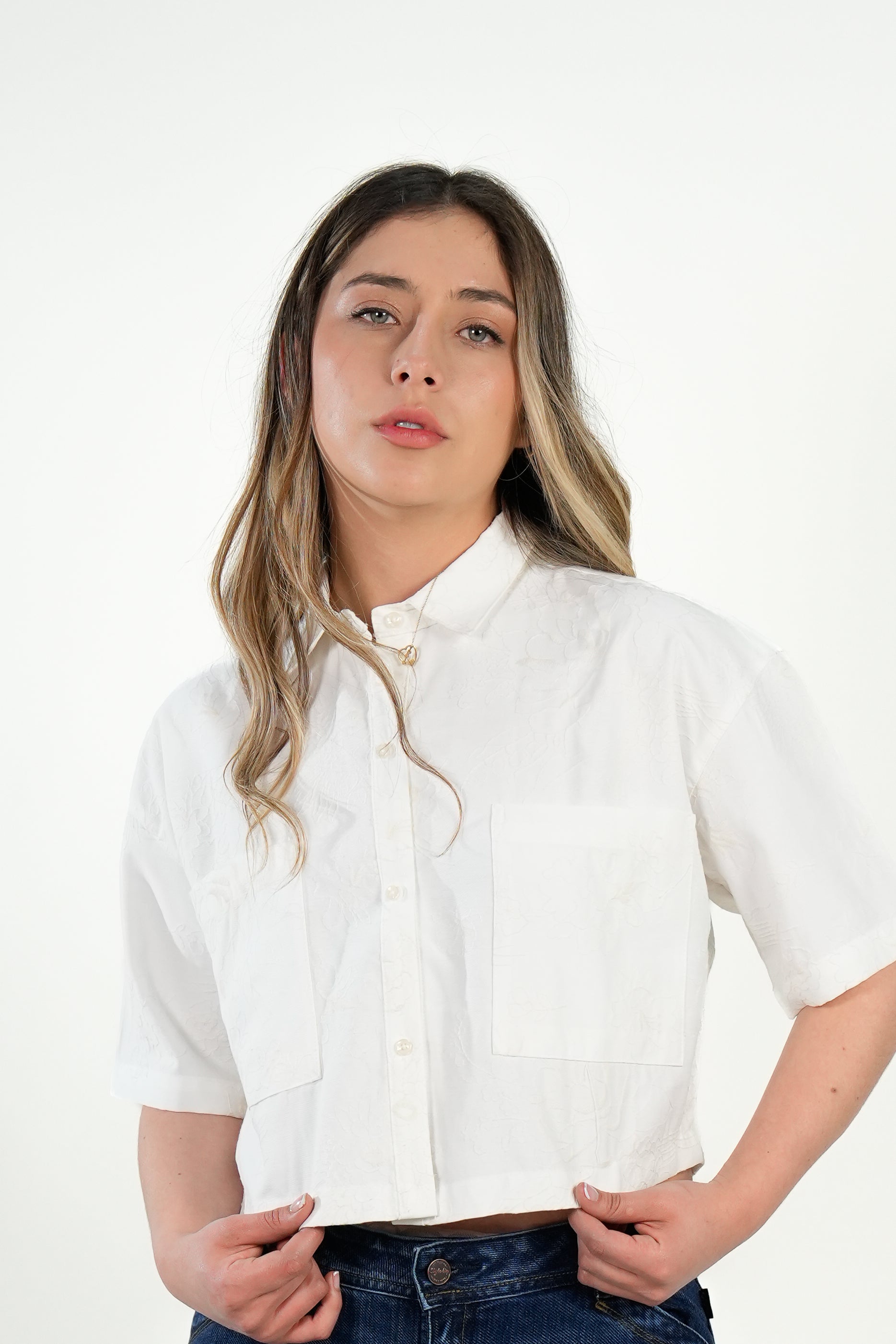 Camisa Linen Crop Blanca