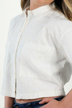 Camisa Linen Crop Blanca