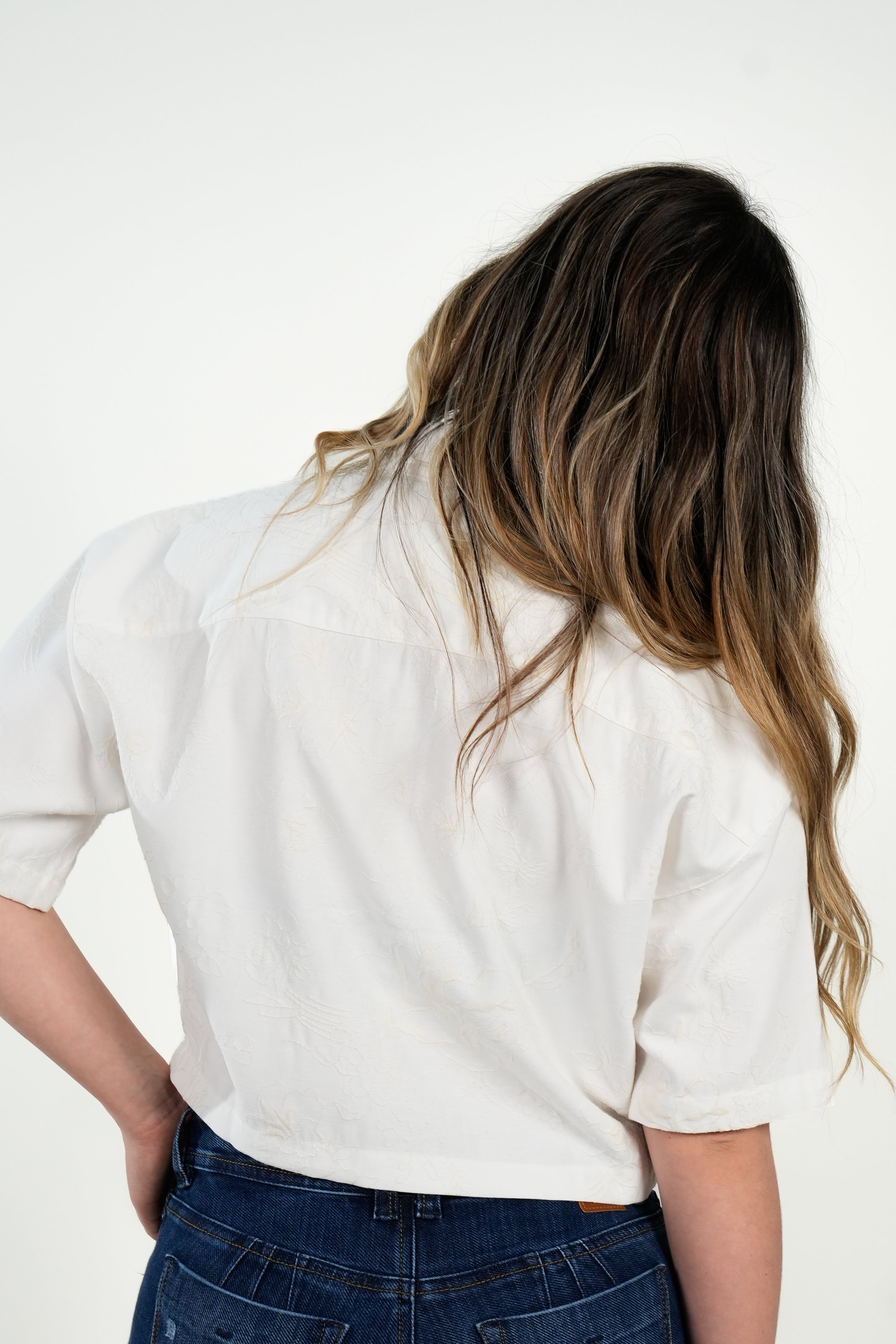 Camisa Linen Crop Blanca