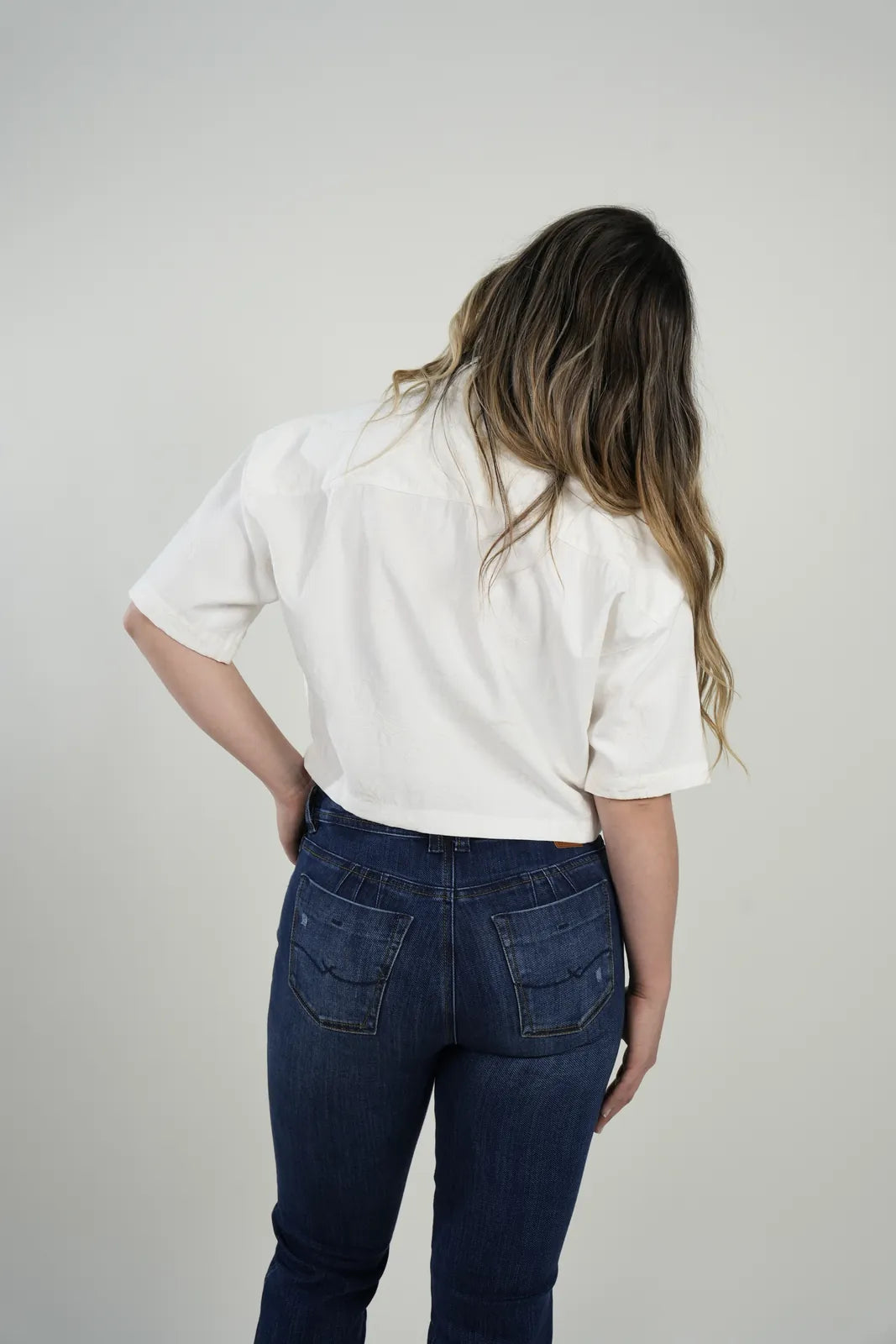 Camisa Linen Crop Blanca