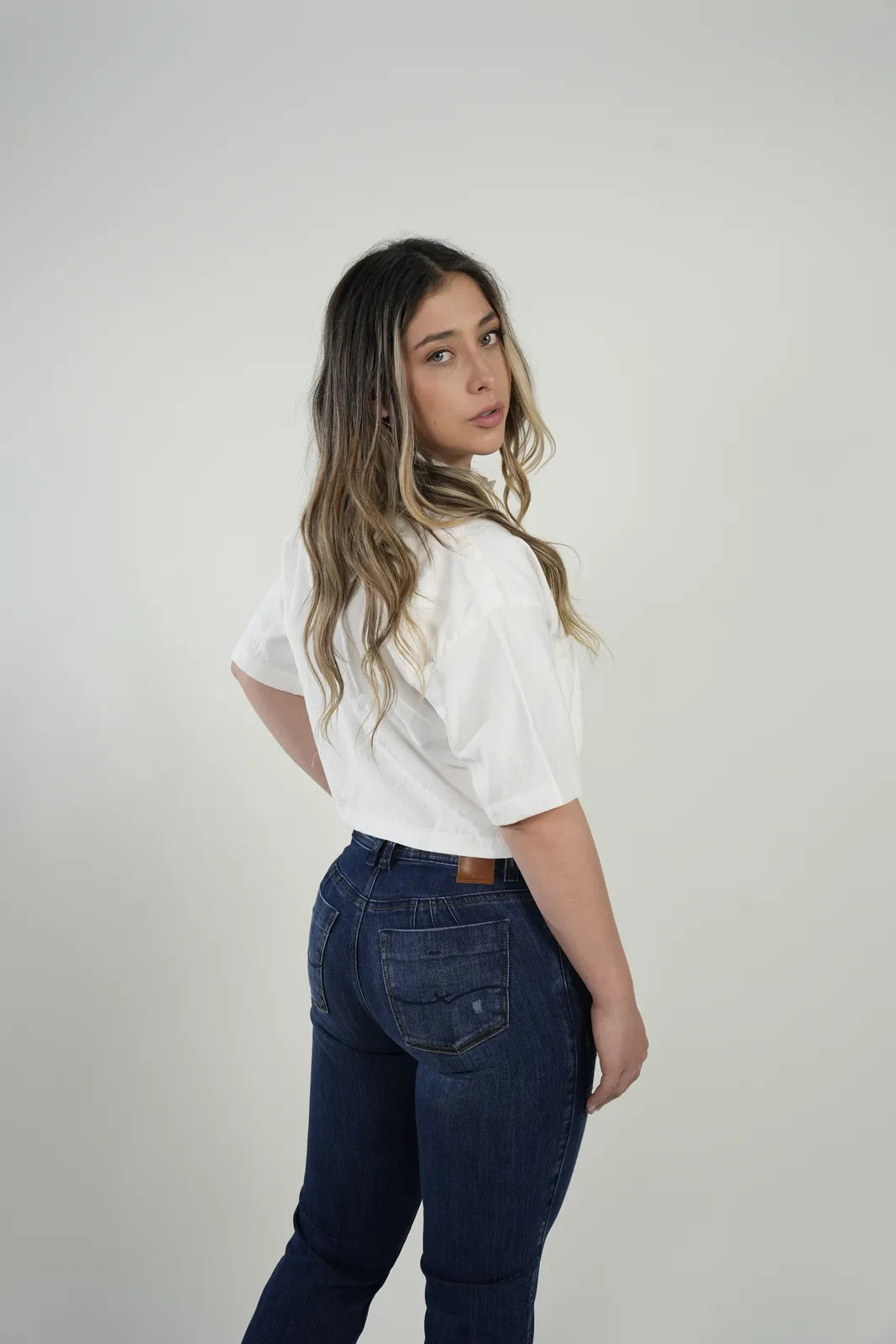 Camisa Linen Crop Blanca