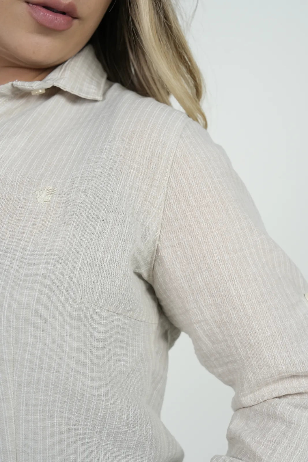 Camisa lino light beige