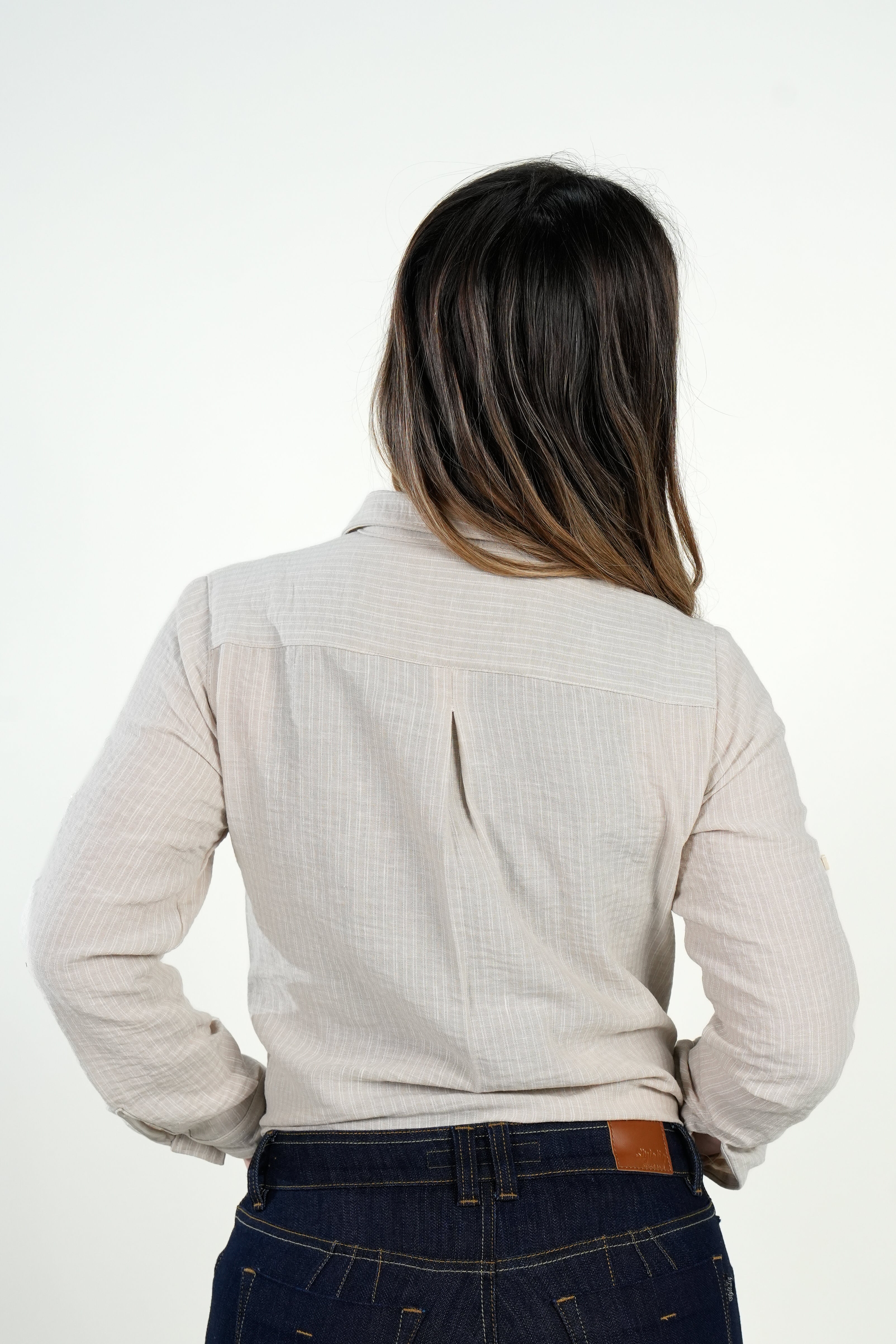 Camisa lino light beige