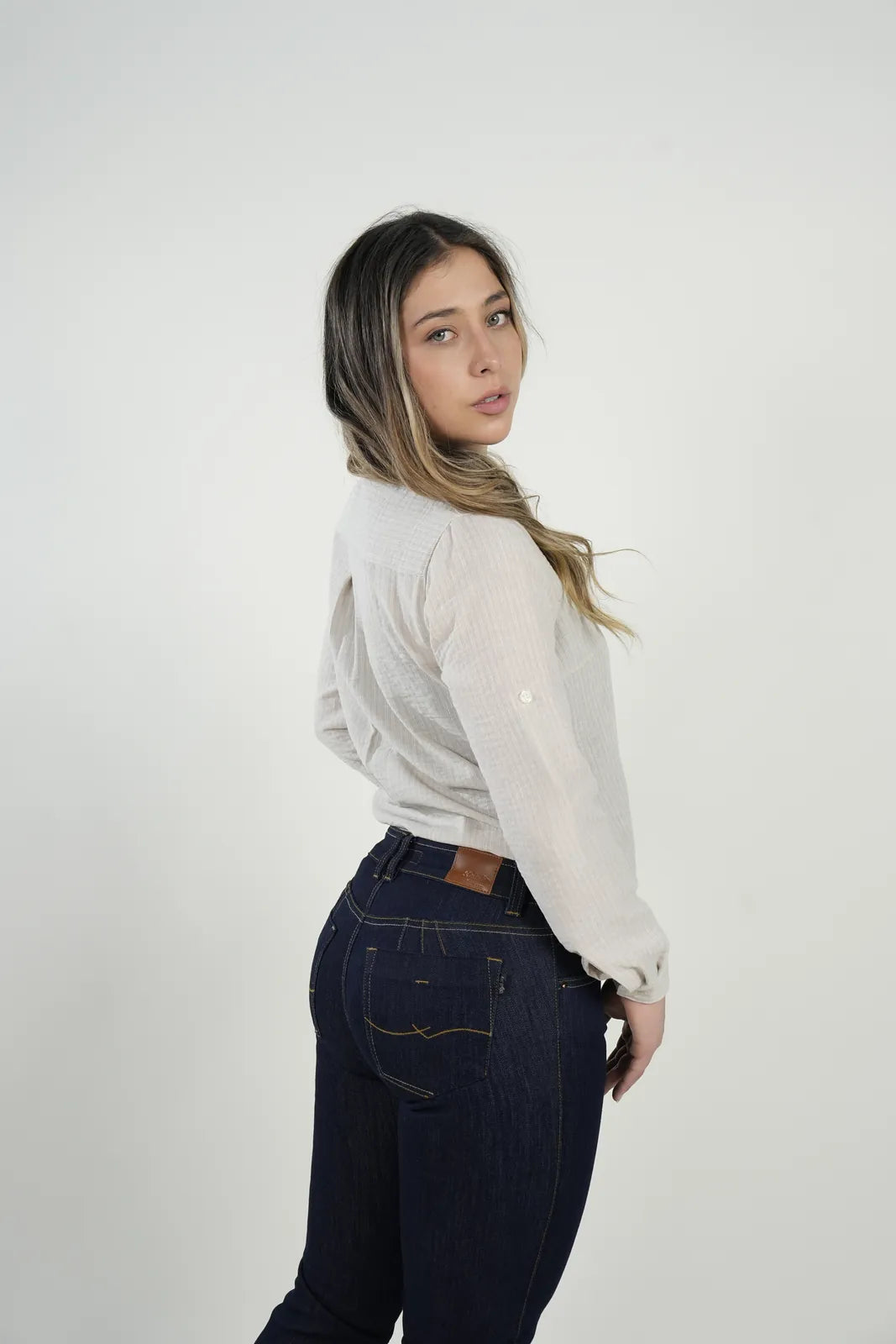 Camisa lino light beige