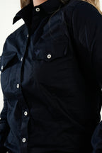 Blusa Camisera azul oscura clásica
