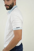Polo White Blue Accent