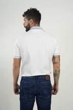 Polo White Blue Accent