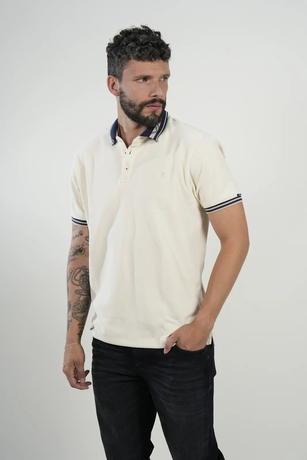 Polo Cream Navy Trim