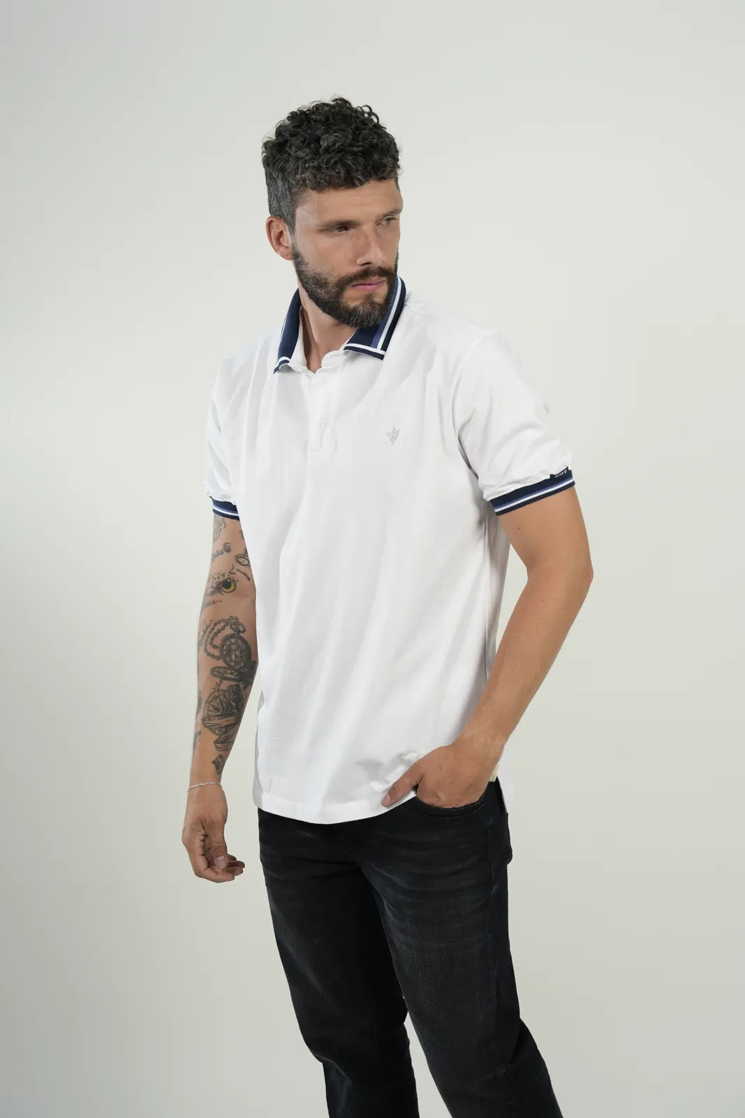 Polo White Navy Trim