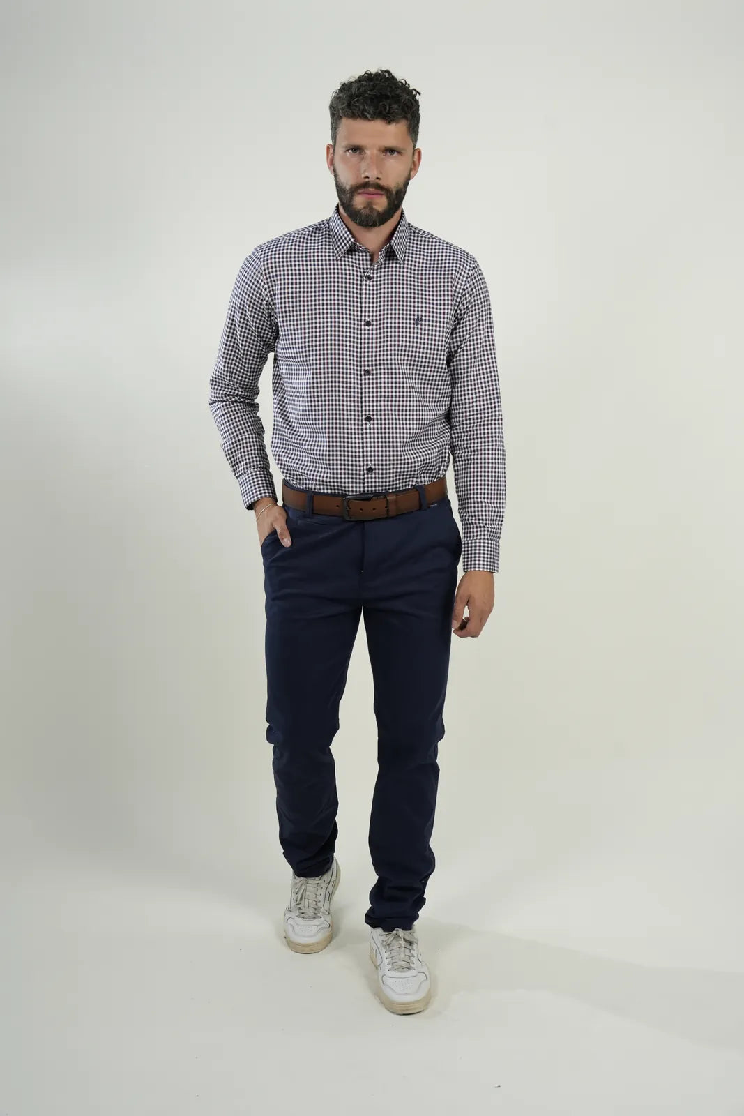 Camisa Burgundy Microcheck