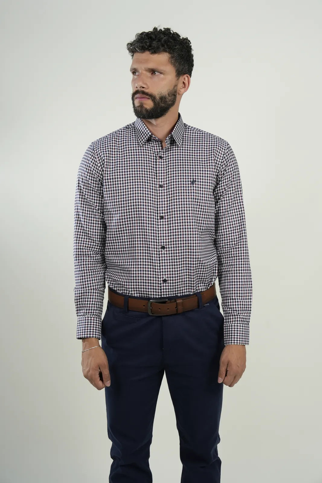 Camisa Burgundy Microcheck